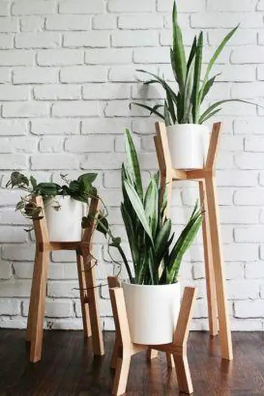 Kit de 3 Supports de Pots en Bois Rouge (6 pièces)