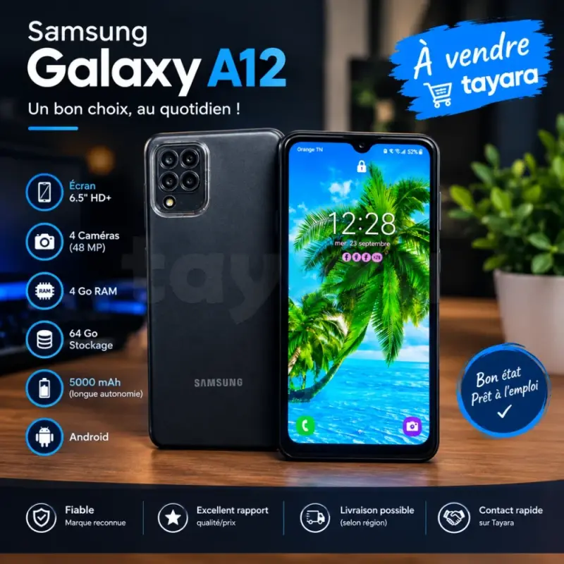 📱 Samsung Galaxy A12 – État très propre - New - Telephone⚡️✨️